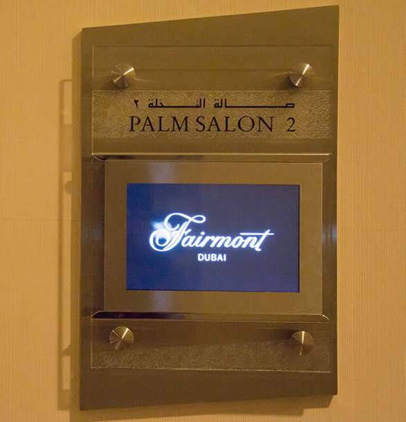 Small LED screen displaying at Fairmont