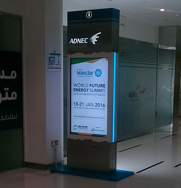 Digital Kiosk displaying information about World Future Energy Summit